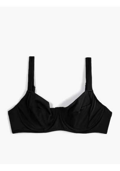 Koton Bikini Üstü Balenli Basic Siyah 3sak10102bm Siyah