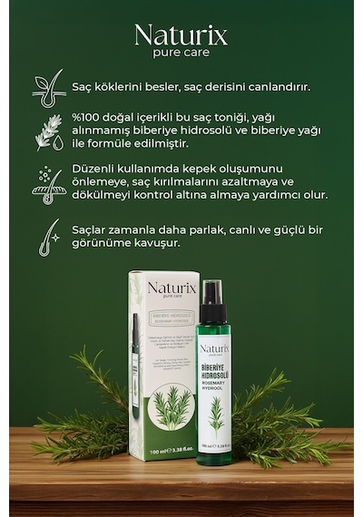 Naturix Doğal Dökülme Karşıtı ve Saç Uzamasını Biberiye Suyu 100 ML