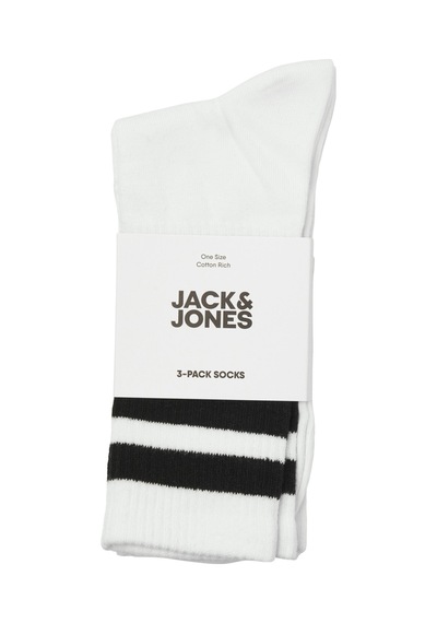 Jack & Jones Jactravıs Çizgili Tennıs Çorap 3'lü 12260082 beyaz