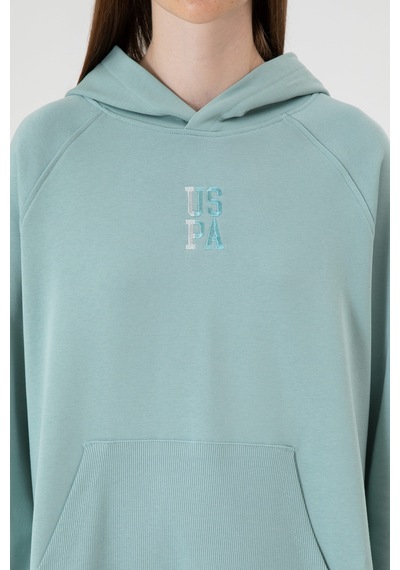 U.S. Polo Assn. Kadın Mint Yırtmaçlı Kapüşonlu Sweatshırt 50313611-VR090