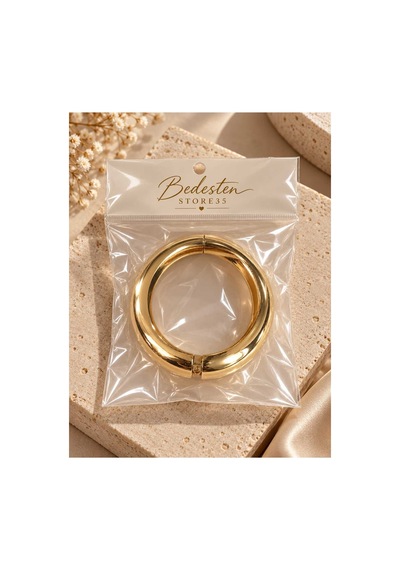 Kalın Kelepçe Bilezik Parlak Gold Altın - 945875858 Altın