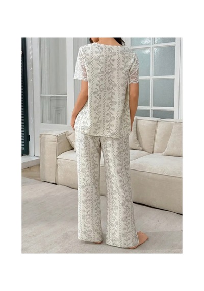 Lilly Lace Blossom Pijama Takımı Ekru Ekru