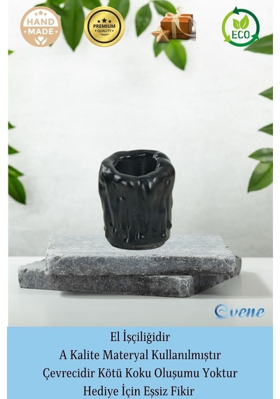 Mumluk Şamdan Tealight Mum Uyumlu Orta Erimiş Mum Model - Siyah