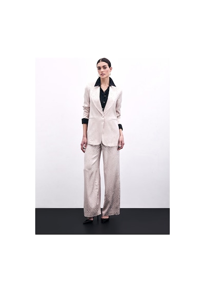 Sateen Zebra Desenli Pantolon - Pudra-135977 Pudra