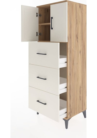 Hyperion Dolap 2 Raflı 3 Çekmeceli 2 Kapaklı 60x44x163 Çam-aytaşı Atlas Çam