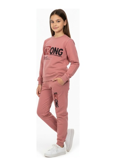 Mnk Baby & Kids Strong Motif Kız Çocuk Eşofman Mnk0625 Gülkurusu