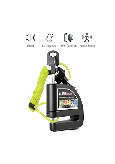 Pc-05 110db Kablolu Alarmlı 7mm Çelik Pim Motosiklet Scoter Bisik
