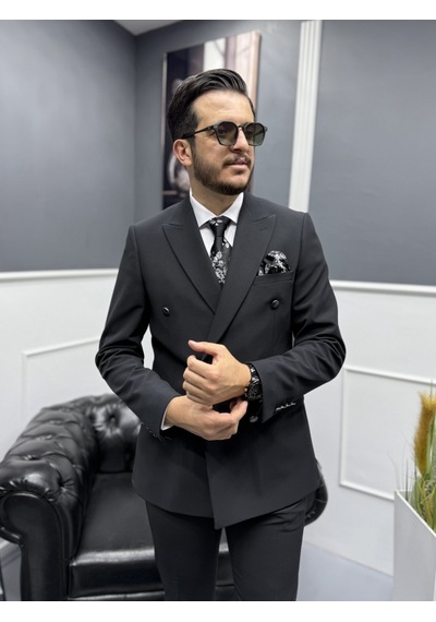 Avni Ceylan Milano Doppio Stil Kruvaze Takım Elbise Siyah