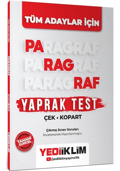 Yediiklim Yayınları Tüm Adaylar İçin Paragraf Çek Kopart Yaprak Test
