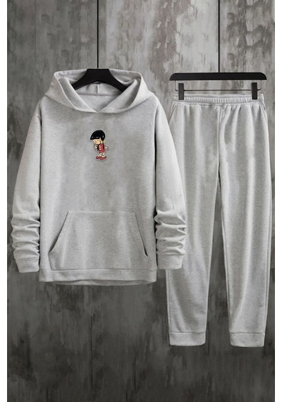 Uyguntarz Unisex Chen Üzümlü Kekim Eşofman Takımı Gri