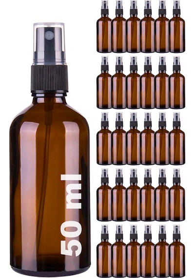 Afracam Amber 50 Ml Kapaklı Sprey Dezentektan Cam Şişe 30 Adet Siyah
