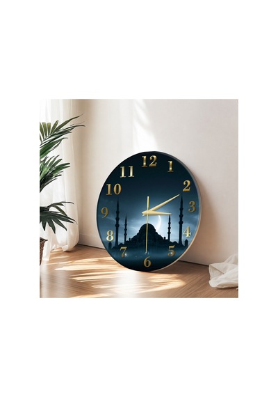Cami Temalı Dekoratif Duvar Saati 33 Cm Uv Baskılı Mdf Duvar Saati Çok Renkli