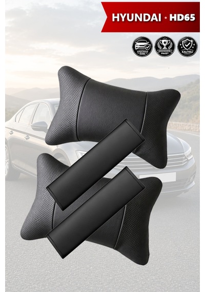 Hyundai Hd65 Uyumlu Deri Yastık Lüks Deri Kemer Koruyucu Siyah Set