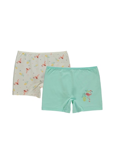 Civil Girls Flamingo 2-12 Yaş Kız Çocuk 2'li Boxer - Standart Çok Renkli