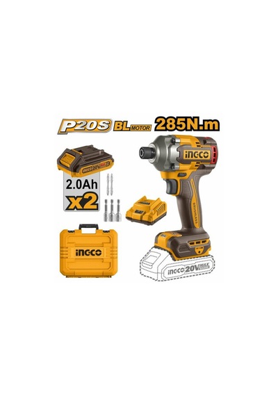 Ingco Li-ion Akülü Vidalama Kömürsüz 1/4"" 20v 2.0ah