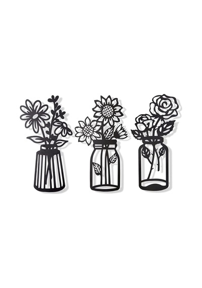 3pcs Metal Bitkiler Duvar Süs Modern Minimalist Sanat Duvar Asma Dekor Teras Balkonu Banyo Dekoru