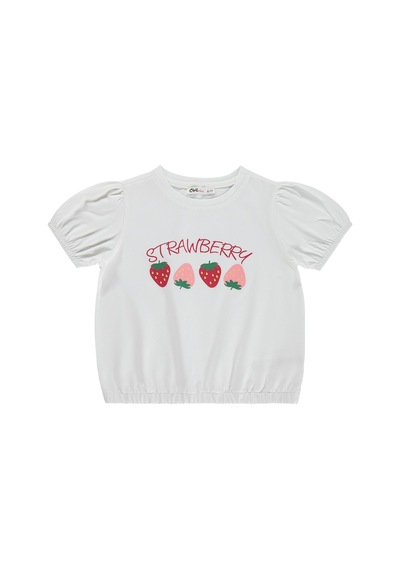 Civil Girls Strawberry 6-9 Yaş Tişört - Kırık Beyaz