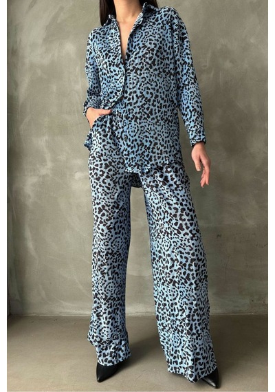 Verymoda Puantiyeli Pantolon F1468 Mavi Puantiyeli