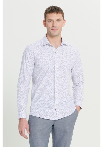 AC&Co / Altınyıldız Classics Erkek Beyaz Kırmızı Pamuklu Slim Fit Dar Kesim Klasik Yaka Baskılı Gömlek AC&Co / Altınyıldız Classics Erkek Beyaz Kırmızı Pamuklu Slim Fit Dar Kesim Klasik Yaka Baskılı Gömlek