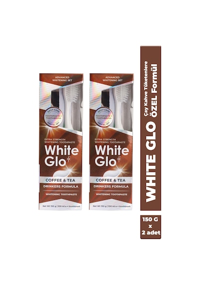 White Glo Çay & Kahve Tüketenlere Beyazlatıcı Diş Macunu 100 ML + Diş Fırçası x 2