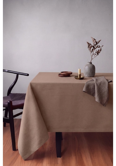 Gauze Fabric Design Kadife Dokulu Dertsiz Masa Örtüsü, Safir Deve Tüyü