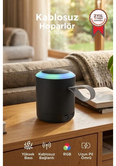 Özel Üretim Öğrenci Müzik Ev Bluetooth Hoparlör D24 Siyah