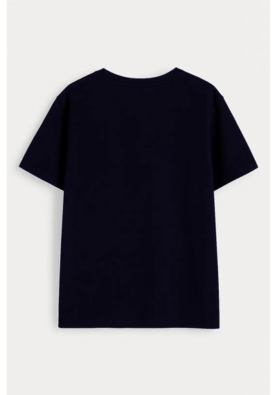 Markapia Erkek Rahat Kesim Bisiklet Yaka Baskılı Beyaz T-shirt Çok Renkli S S L Lacivert