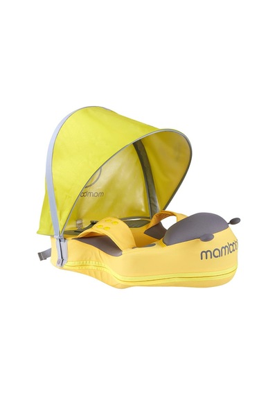 Sarı Mambobaby Sevimli Bebek Yüzme Şamandırası Şişme Olmayan Bebek Yüzme Şamandırası Yumuşak Su Geçirmez Cilt Dostu With Canopy Sarı