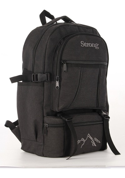 Sr-03 Unisex Kanvas Kumaş Laptop Bölmeli Outdoor Sırt Çantası Dağcı Sırt Çantası Escp01 Siyah