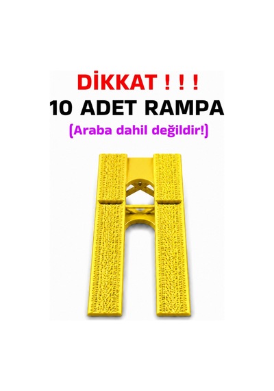 1:64 Ölçek Araba Rampası - Sarı - Lastik İzli - 10 Adet
