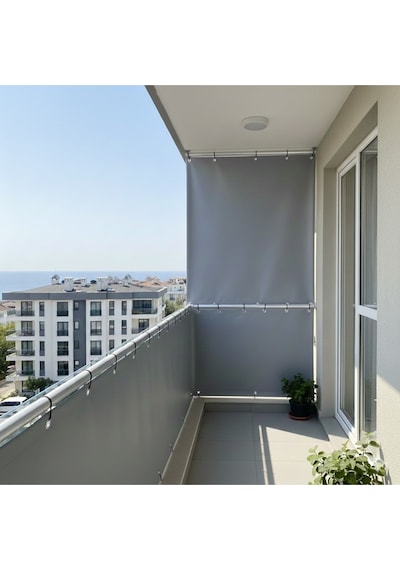 650 Gr/m² Profesyonel Kapsüllü Gri Polyester Branda Su Ve Uv Geçirmez - Balkon, Garaj, Bahçe Gri