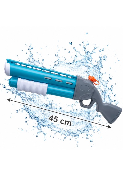 Su Tabancası Pompalı Büyük Boy 40 Cm Su Tüfeği 3+ Yaş Gri