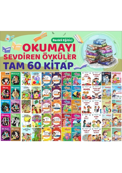 2.sınıflar İçin Renkli Eğitici Okumayı Sevdiren Hikayeler 60 Kitap