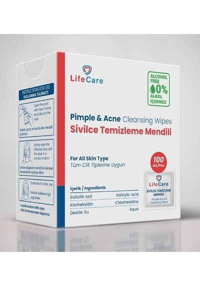 Tr Sivilce Akne Temizleme Mendili 100 Adet Alkolsüz Formül