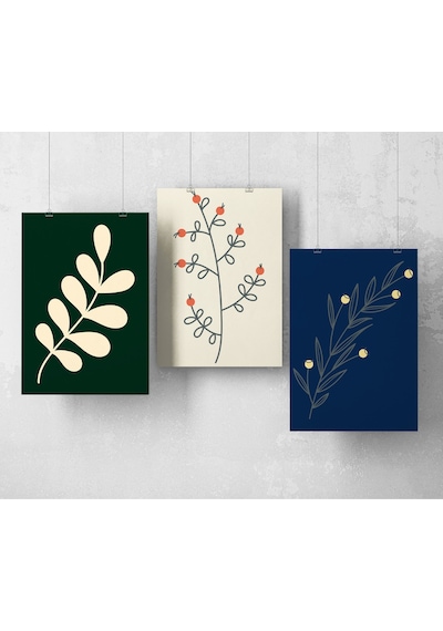 3'lü Çerçevesiz Poster Bitki Temalı Poster Seti Dijital Baskı Poster,ev, Ofis, Salon Dekorasyon