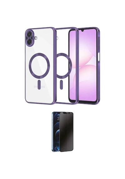 Cep Samsung Uyumlu Galaxy A07 4g Kılıf Nova Işık Özel Seri İkili Koruma Seti Najmaddin Titan Gri