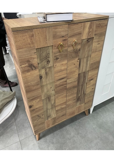 Ahşap Ayakkabılık Panjur Kapak Meşe 4 Raflı Demonte