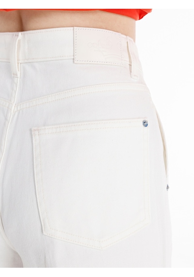 Colin's Colins 991 Aster Kargo Kesim Yüksek Bel Geniş Paça Beyaz Kadın Pantolon Denim