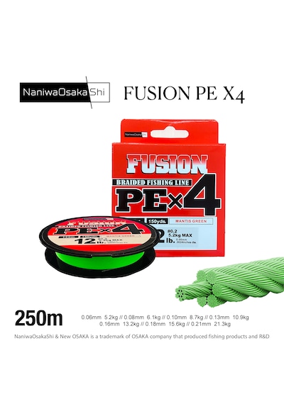 Naniwaosakashi Fusion 4x 250mt 0,08mm Mantis Green -
