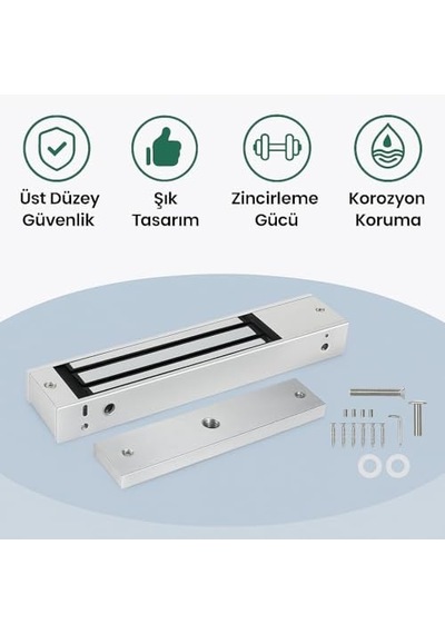 Ayrex 280 Kg Manyetik Kapı Kilidi, Elektromanyetik 12 V 420 Ma, L-z Aparat Dahil, Fail-safe Sistem, Led Göstergeli Ano