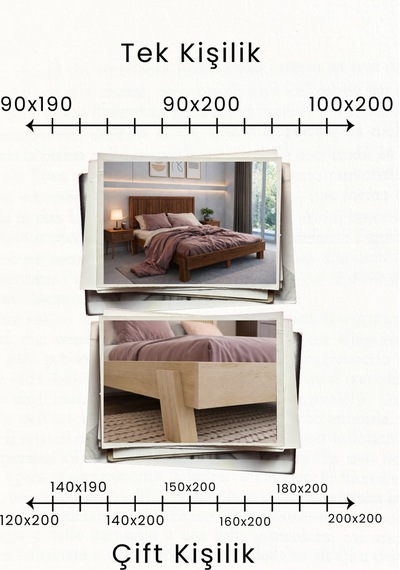 Renazzo Alaz Yatay Başlıklı Masif Ahşap Karyola Ceviz 120x200 Ceviz - 120 X 200