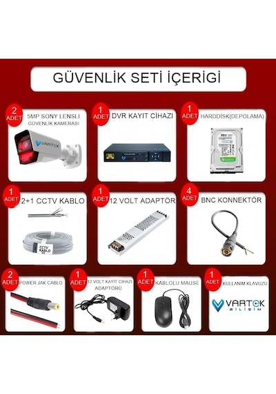 2 Kameralı AHD Full HD 9 LED 5MP Kamera Seti - 250GB HDD Dahil Gece (Siyah-Beyaz) Görüş 2 Kameralı AHD Full HD 9 LED 5MP Kamera Seti - 250GB HDD Dahil Gece (Siyah-Beyaz) Görüş
