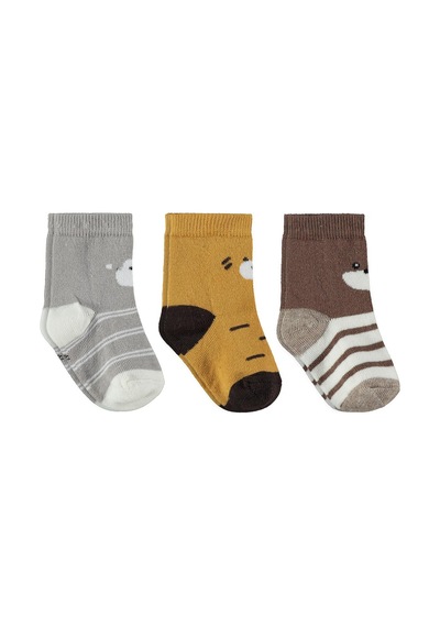Civil Baby Face Animal 3'lü 6- Bebek Erkek Çorap Set - Standart
