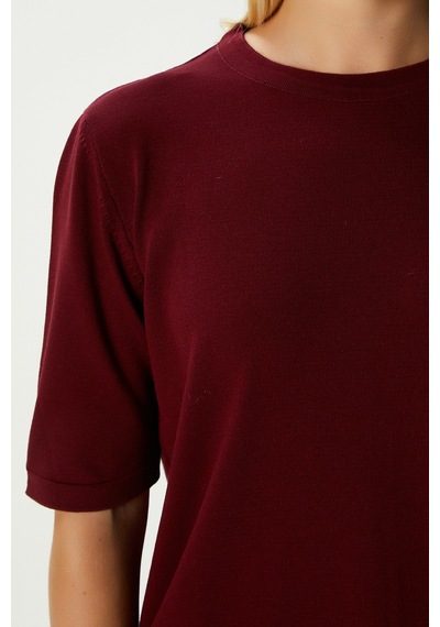 Ritnice Viscose Doku Next Premium Selection Bordo Yarım Kol Triko Kazak Bordo