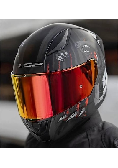 Ls2 Rapıd 2 Race Clawn Kapalı Motosiklet Kaskı Kırmızı Camlı Siyah