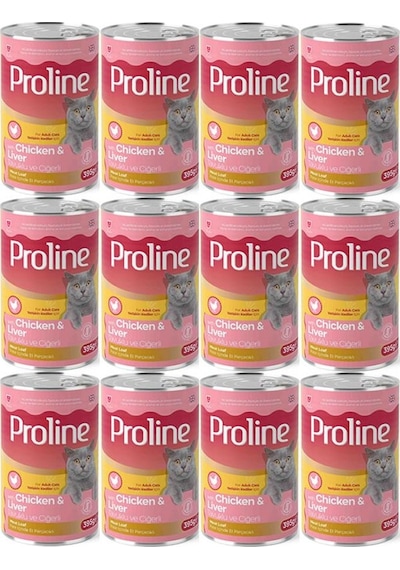 Pro Line Tavuklu ve Ciğerli Yetişkin Kedi Konservesi 12 x 395 G
