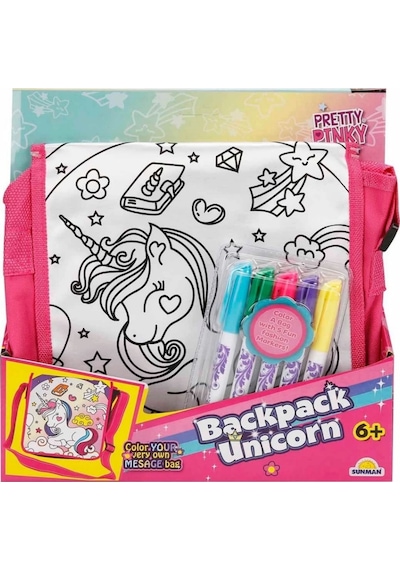 Mey İthalat Boyanabilir Desenli Unicorn Sırt Çantası Beyaz