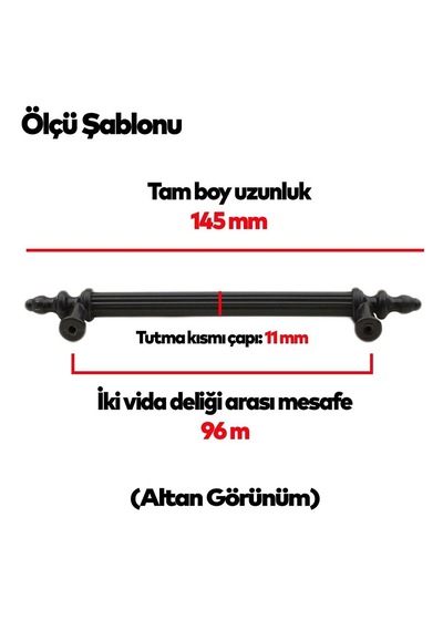 Zirve Kulp Siyah 96 Mm Plastik Siyah