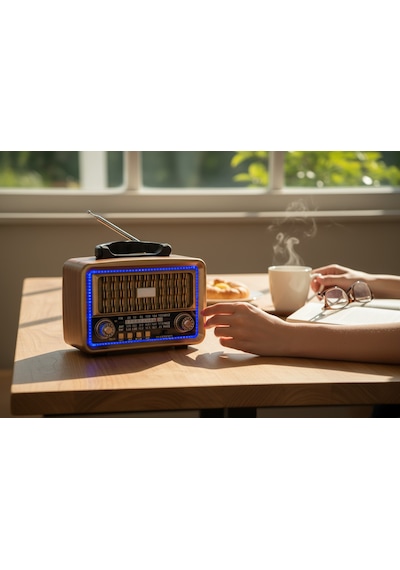 Rt-683 Nostaljik Trend Ledli Radyo,bluetooth Ahşap Görünüm Nostalji Radyo