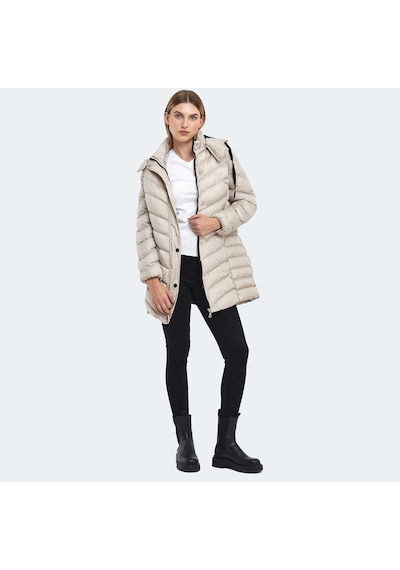 Slazenger GWEN Kadın Kapüşonlu Şişme Beyaz Mont & Kaban